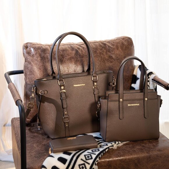 3PCS Women Purses Set Tote Bag Wallet Satchel Leather Zipper Gift - Picture 2 of 6